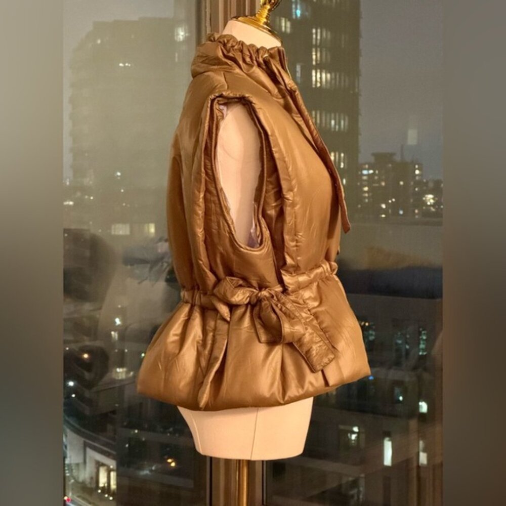 🆕 GANNI 🧿 NWOT Padded Sleeveless Jacket, Khaki Green - Sz S / M - Picture 10 of 16